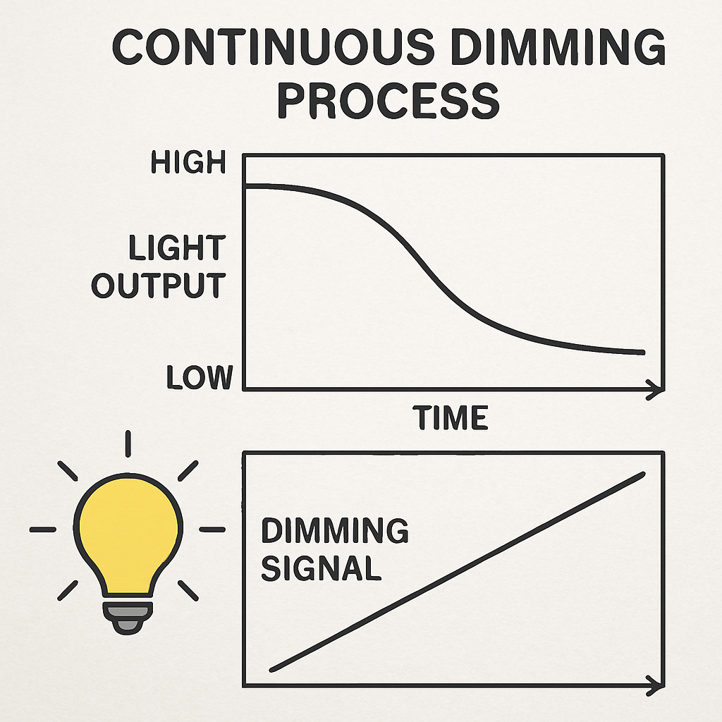 NLC daylight harvesting continuous dimming protocols