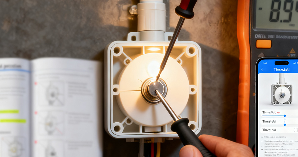 photocell operation threshold adjustment procedures