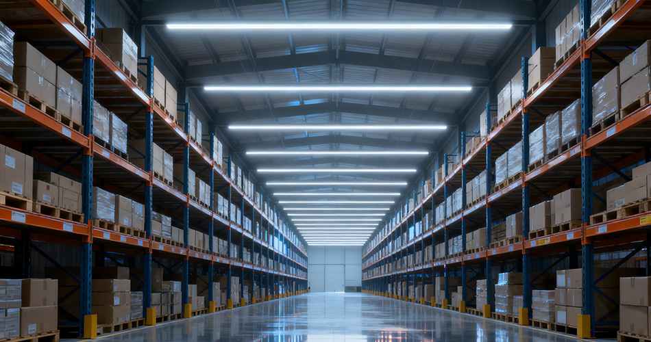 warehouse aisle lighting motion sensor systems