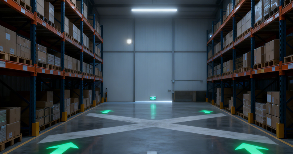 warehouse aisle lighting motion sensor systems
