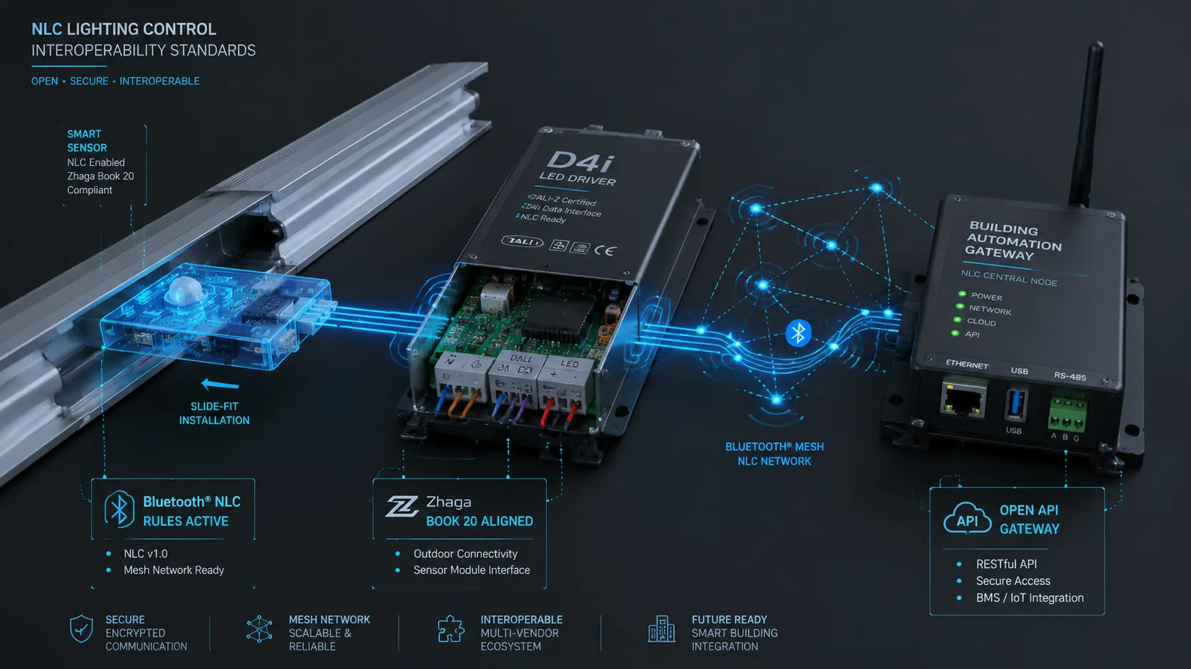 NLC lighting control interoperability standards hardware topology matrix LumiEasy NLC lighting control interoperability standards hardware topology matrix LumiEasy