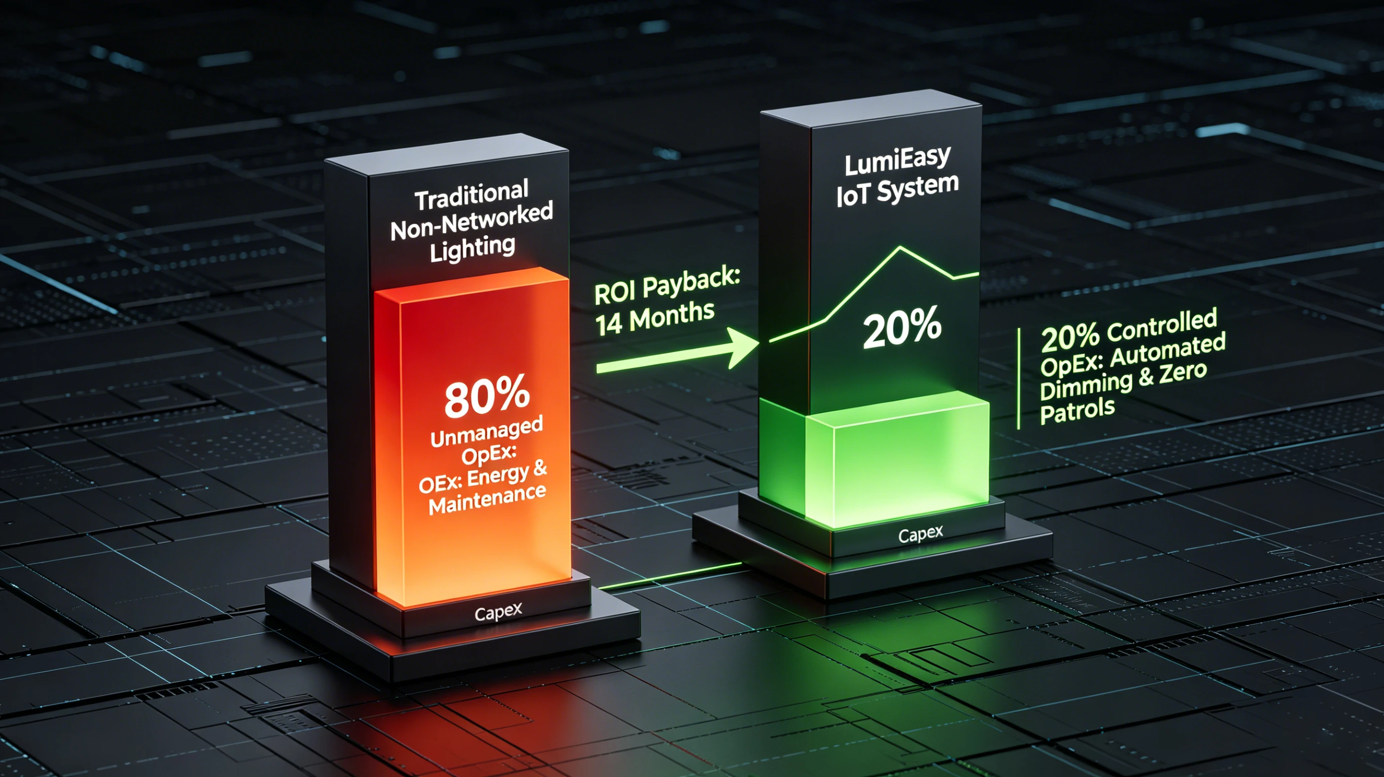 commercial lighting total cost ownership analysis 10 year TCO comparison chart LumiEasy commercial lighting total cost ownership analysis 10 year TCO comparison chart LumiEasy