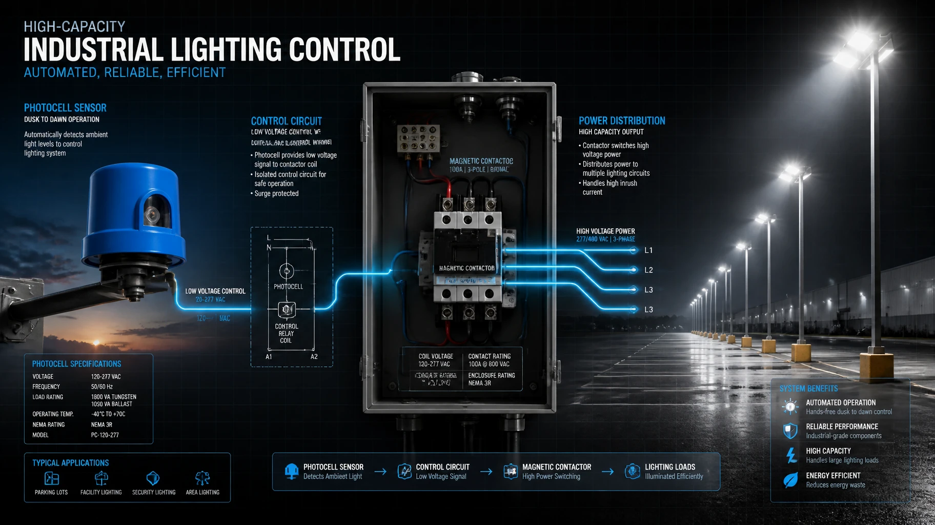 industrial contactor relay photocell sensor control circuit diagram LumiEasy