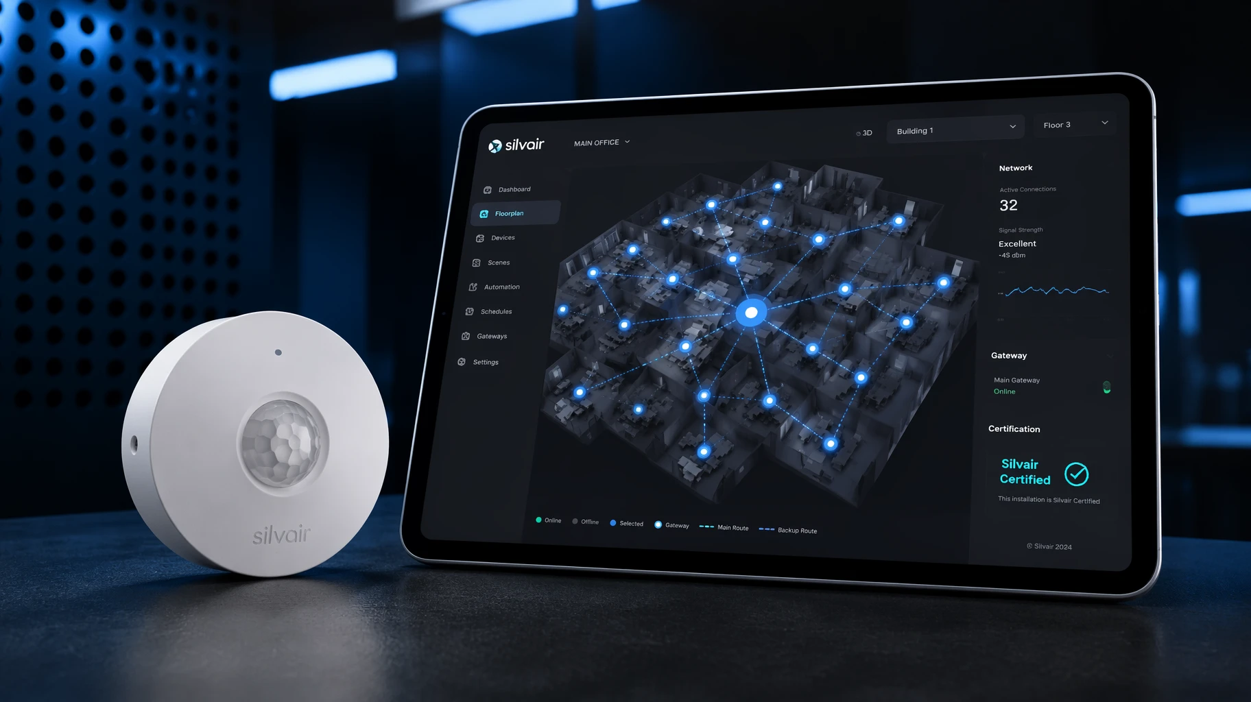 Bluetooth Mesh certified Silvair devices interacting with a mobile network commissioning application Bluetooth Mesh certified Silvair devices interacting with a mobile network commissioning application
