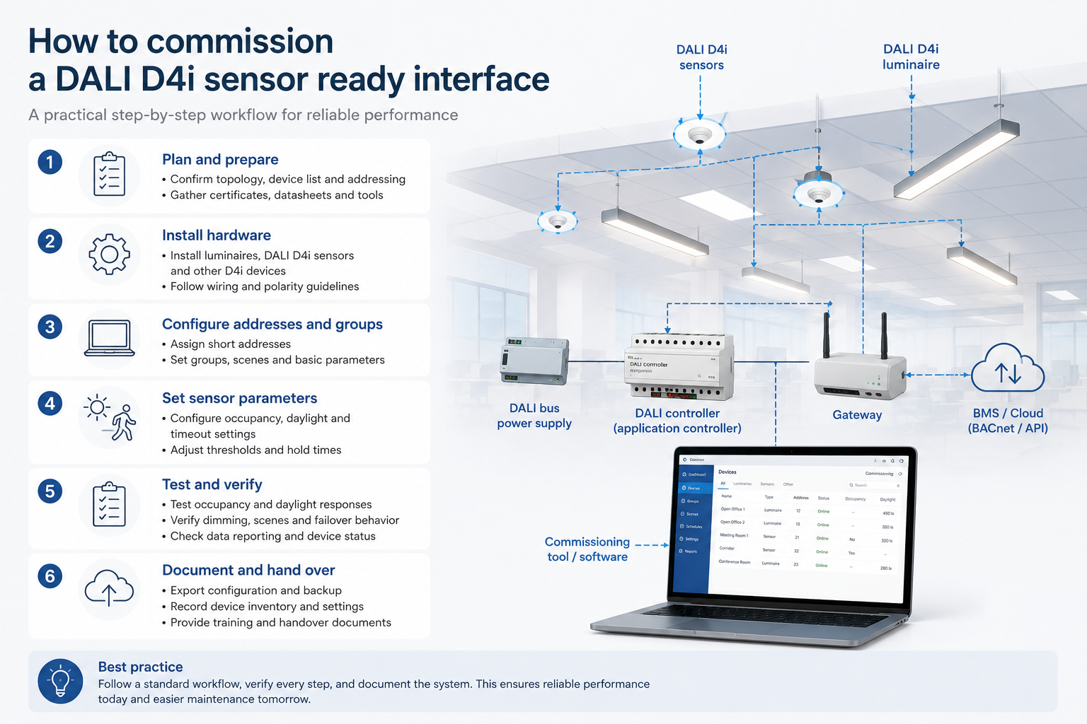 DALI D4i sensor-ready interface commissioning workflow DALI D4i sensor-ready interface commissioning workflow