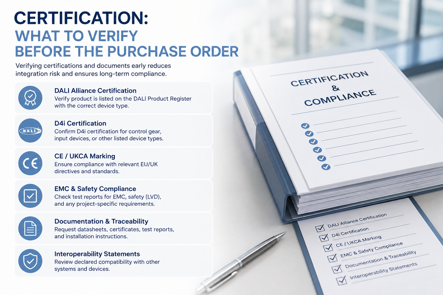 DALI D4i certification checklist before purchase DALI D4i certification checklist before purchase