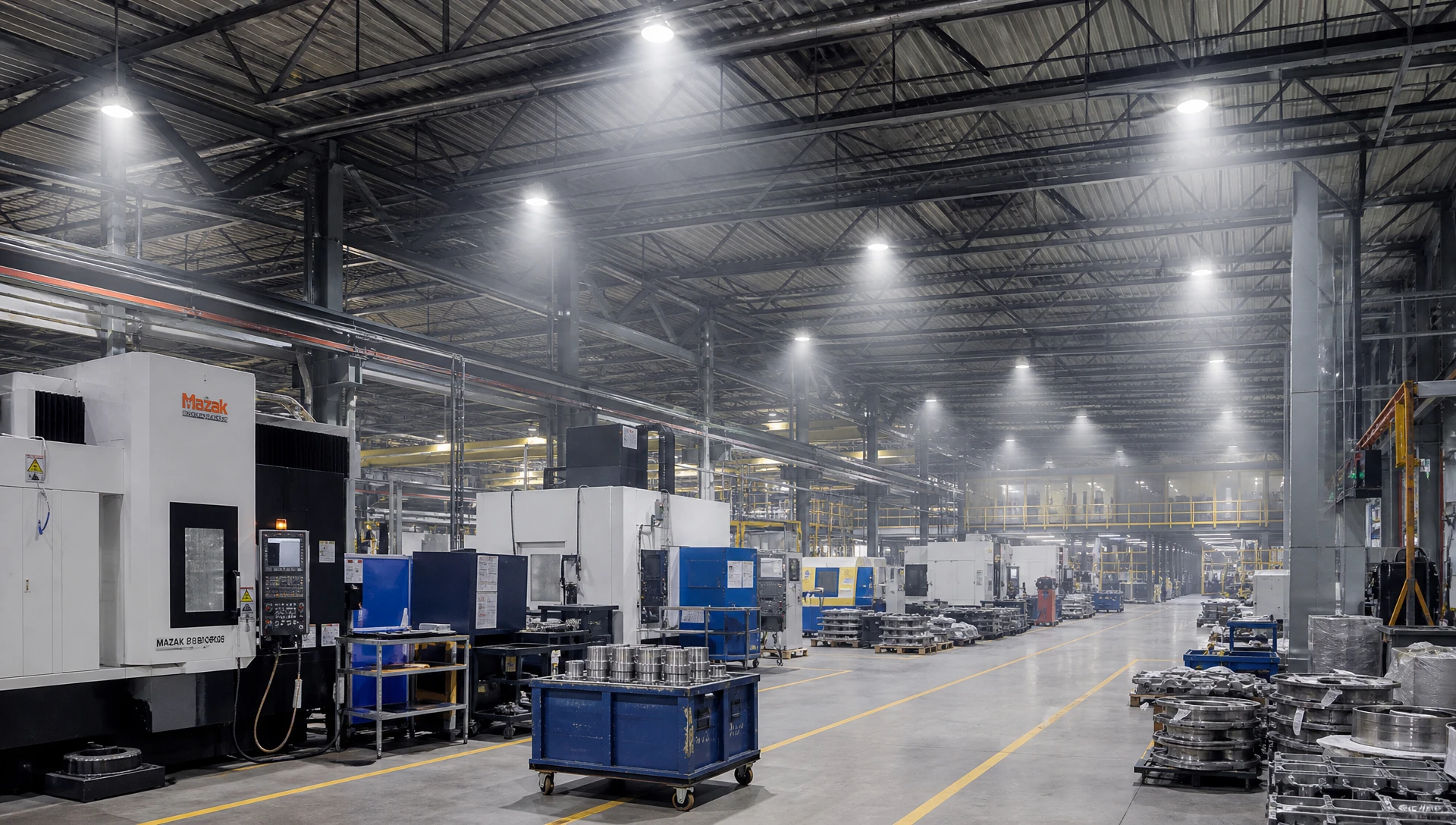 IP65 industrial smart lighting installed in heavy machinery manufacturing plant IP65 industrial smart lighting installed in heavy machinery manufacturing plant