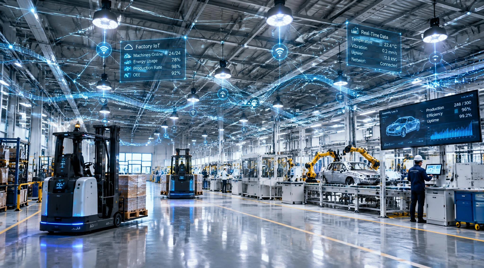 Smart factory LED luminaire lighting control market and IoT mesh network
