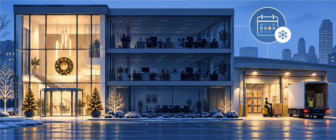 Separate lighting zones can follow different holiday operating needs