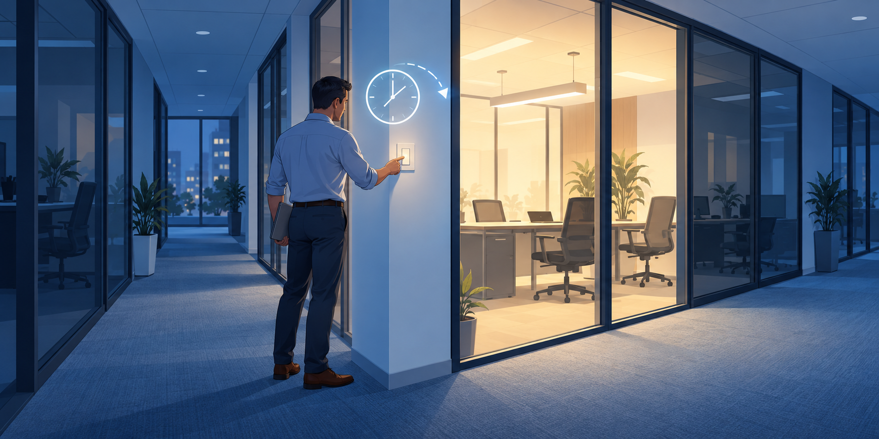 A local override can allow authorized users to extend lighting operation