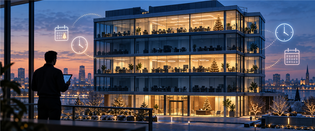 Holiday lighting schedules can adapt commercial building operation to changing occupancy